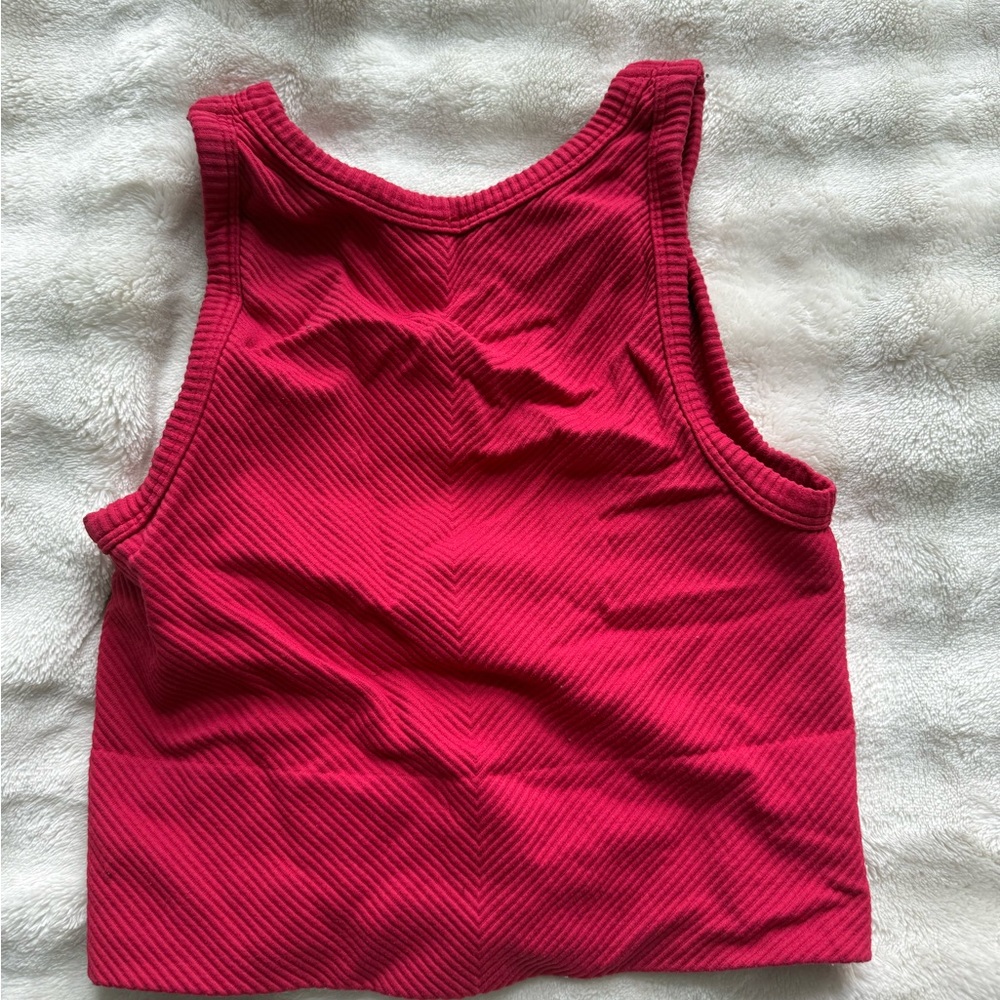 Women's Ribbed red Tank Top - Picture 2 of 3